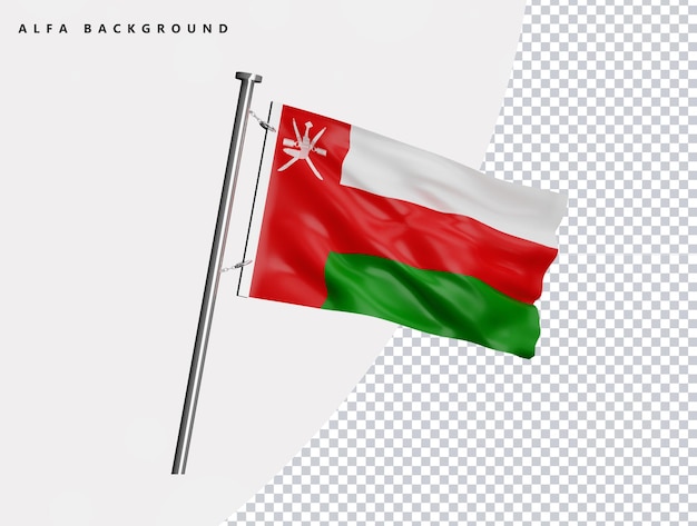 Vlag van oman van hoge kwaliteit in realistische 3d-weergave