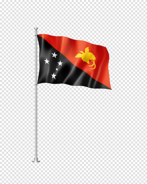 Vlag van Papoea-Nieuw-Guinea op wit wordt geïsoleerd