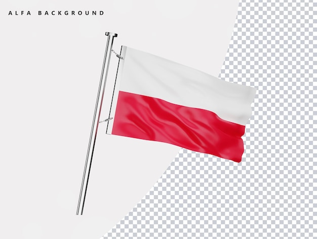 Vlag van Polen van hoge kwaliteit in realistische 3D-weergave