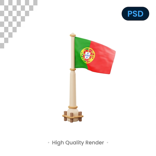 Vlag van portugal 3d-pictogram