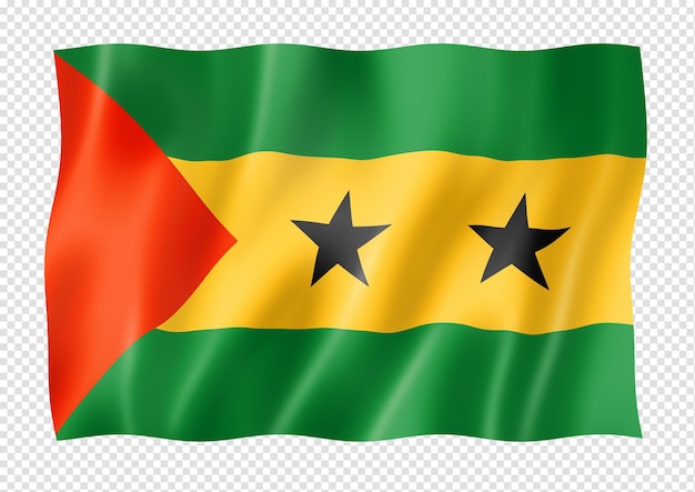 Vlag van Sao Tomé en Principe op wit wordt geïsoleerd