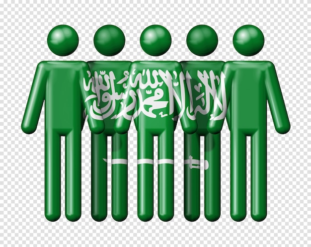 PSD vlag van saoedi-arabië op nationaal en sociaal communautair 3d-symbool van stokcijfer