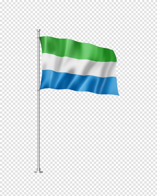 Vlag van Sierra Leone op wit wordt geïsoleerd