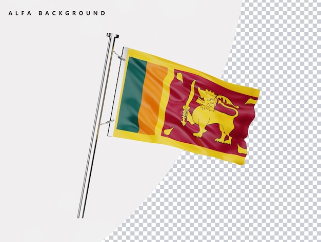 PSD vlag van sri lanka van hoge kwaliteit in realistische 3d-weergave