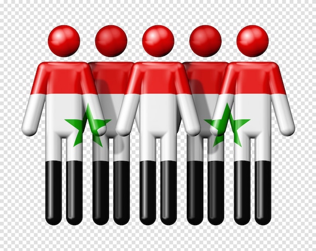 Vlag van syrië op stokcijfer nationaal en sociaal gemeenschapssymbool 3d pictogram