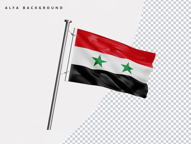 Vlag van Syrië van hoge kwaliteit in realistische 3D-weergave