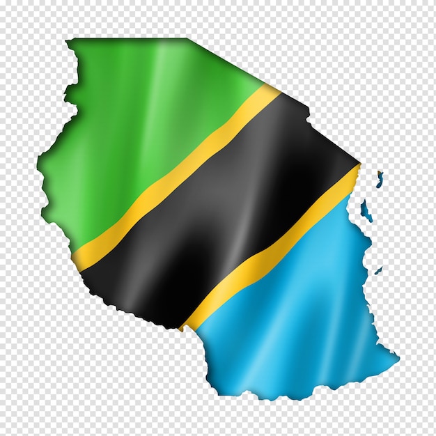 Vlag van Tanzania kaart