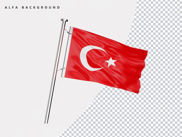 Vlag van Turkije van hoge kwaliteit in realistische 3D-weergave