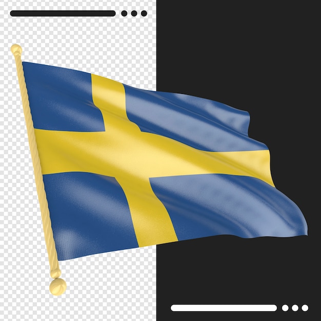 Vlag van Zweden in 3D-rendering geïsoleerd