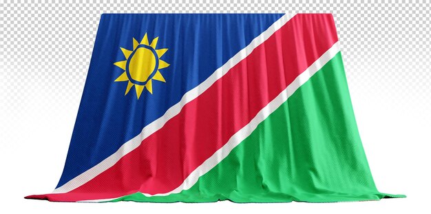 PSD vlaggordijn van namibië in 3d-weergave genaamd vlag van namibië