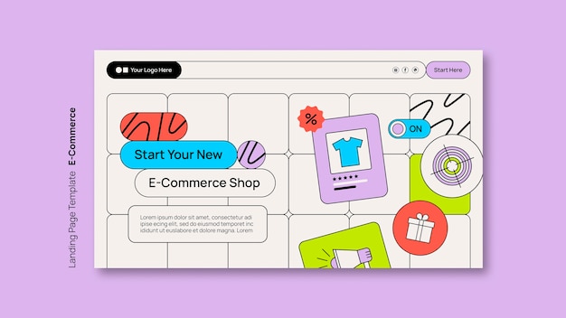 PSD vlak ontwerp e-commerce landingspagina sjabloon