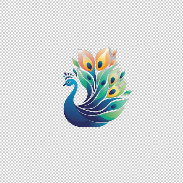 PSD vlakke logo peacock geïsoleerde achtergrond