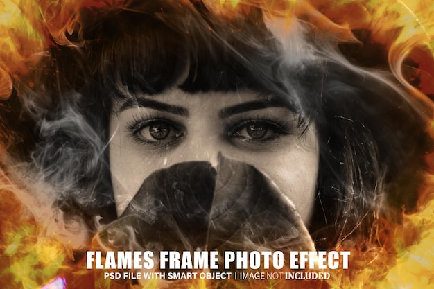 vlammen frame foto-effect psd