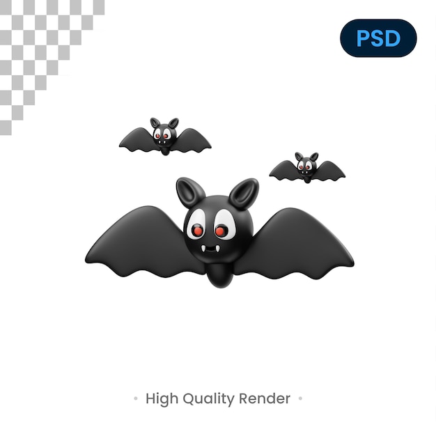 Vleermuis 3D-pictogram Premium Psd