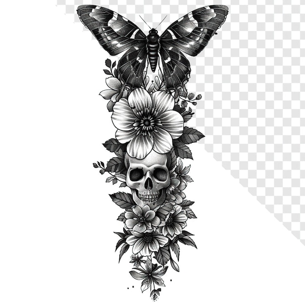 PSD vleugels en bloemen geheugen duisternis tattoo designpsd