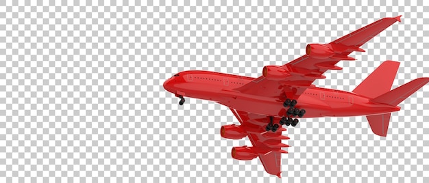 PSD vliegend vliegtuig op transparante achtergrond 3d teruggevende illustratie