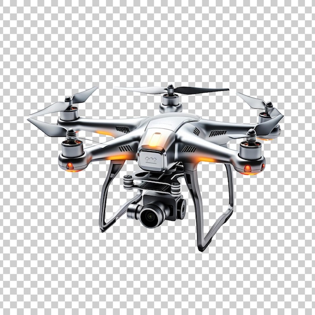 PSD vliegende drone met een camera-uitknipsel geïsoleerd op een doorzichtige achtergrond