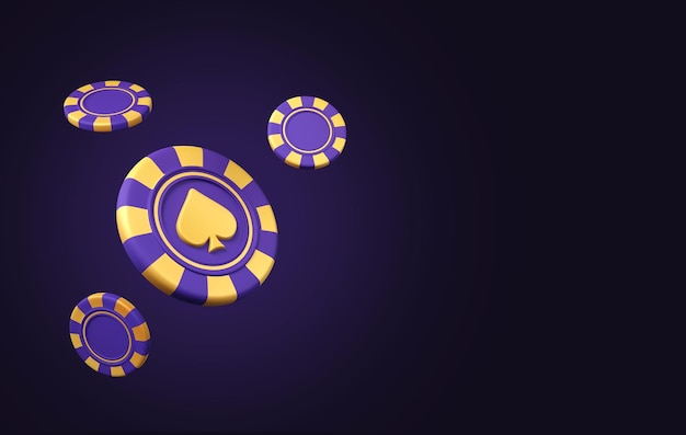 PSD vliegende gouden en paarse poker chips casino ontwerp 3d casino ontwerpen