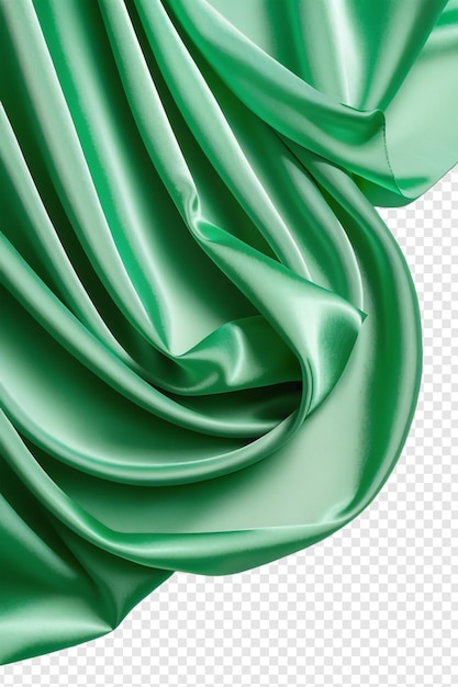 PSD vliegende groene zijden stof png geïsoleerd op transparante achtergrond premium psd