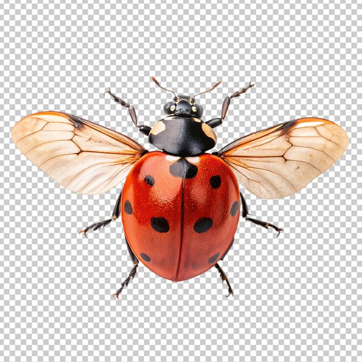 PSD vliegende ladybug close-up