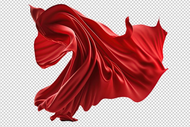 PSD vliegende rode zijden stof ai waving satijnen doek geïsoleerd op transparante achtergrond