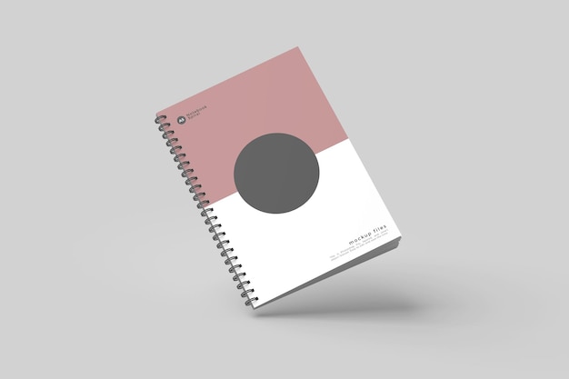 PSD vliegende spiraal notebook mockup ontwerp geïsoleerd