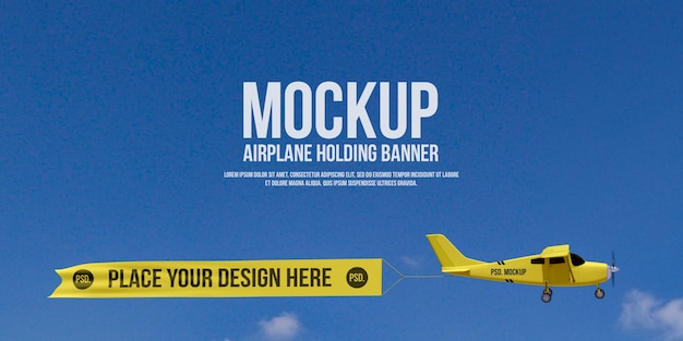 Vliegtuig vliegen met mock-up banner in de lucht