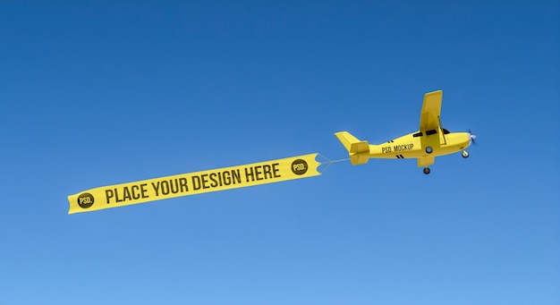 PSD vliegtuig vliegen met mock-up banner in de lucht