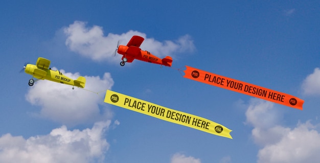 PSD vliegtuig vliegen met mock-up banner in de lucht