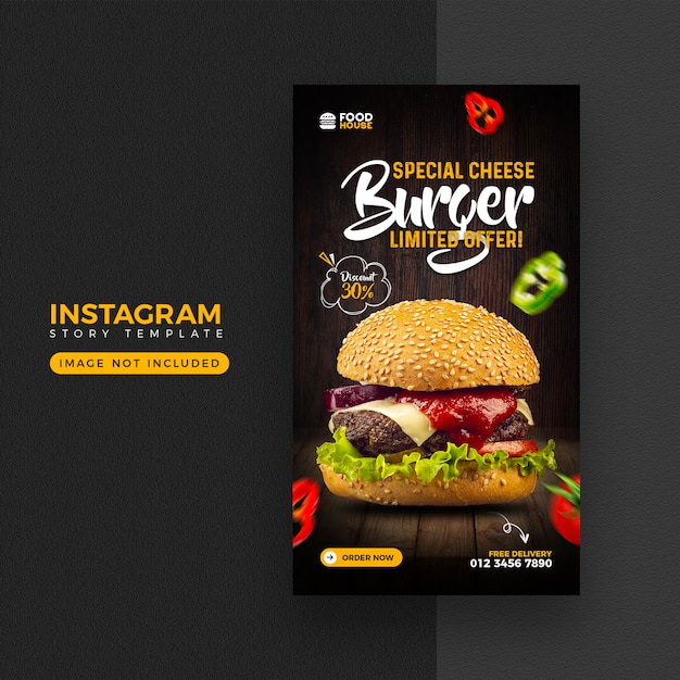 PSD voedsel menu instagram en facebook verhaalsjabloon