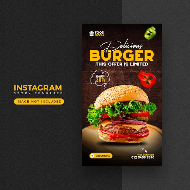 Voedsel menu instagram en facebook verhaalsjabloon