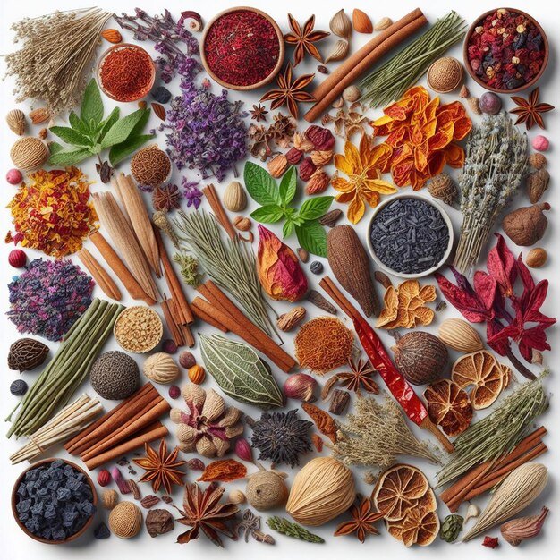 PSD voedsel nog steeds van verschillende franse kruiden en botanica met kleurrijke groenten