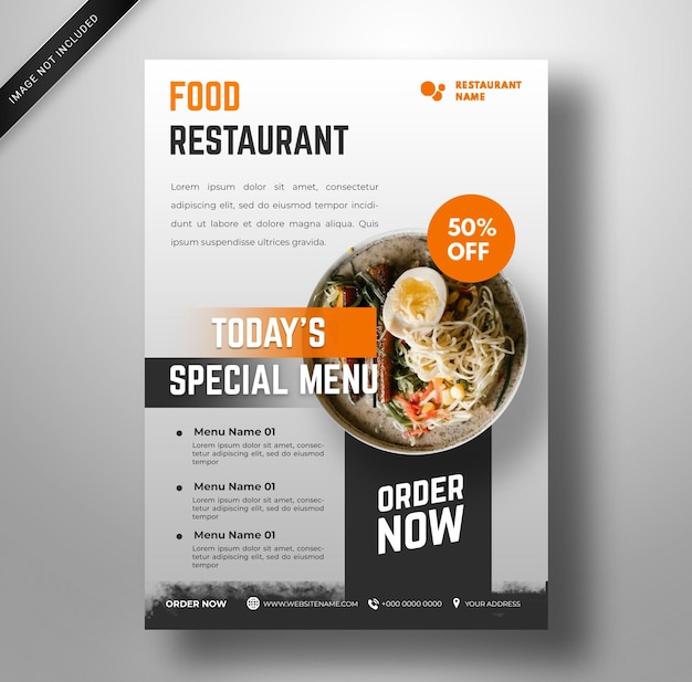 PSD voedsel restaurant folder sjabloon witte moderne sjabloon. psd-sjabloon