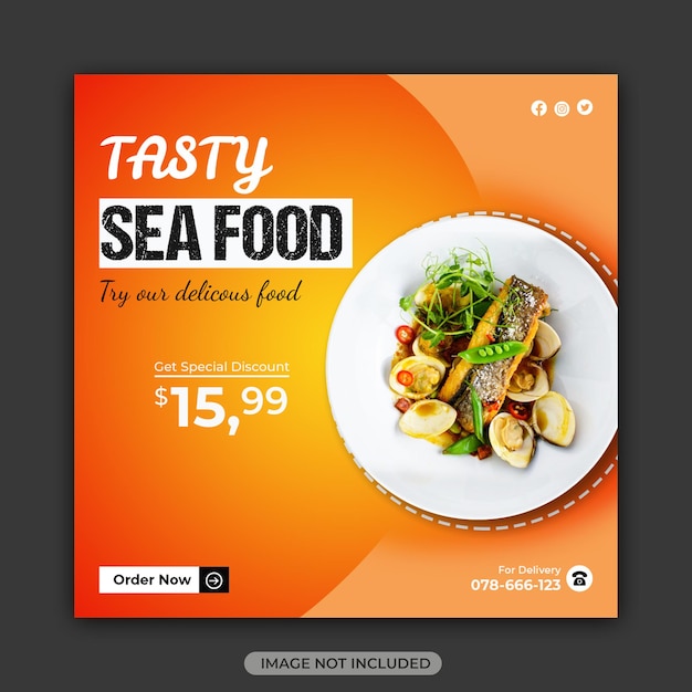 Voedsel social media promotie en instagram post banner sjabloon