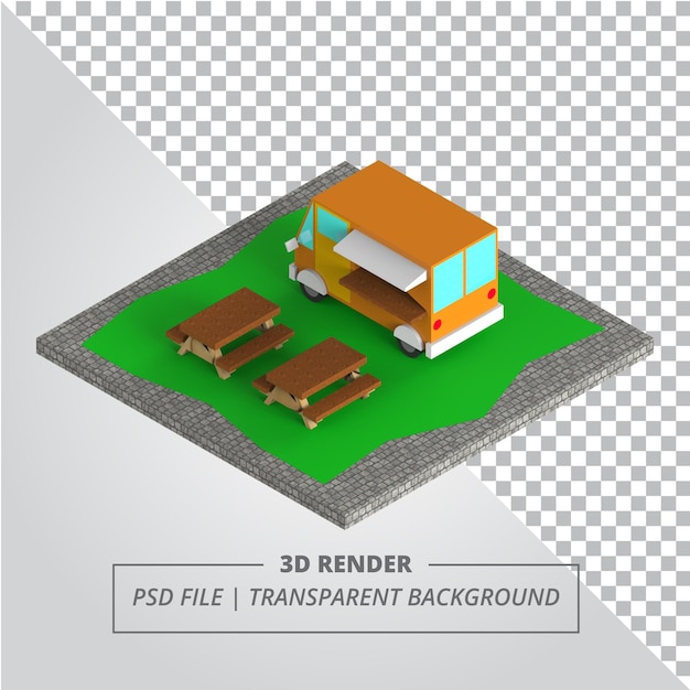 PSD voedsel vrachtwagen isometrische transparante achtergrond