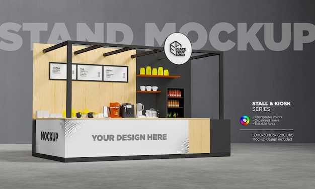 voedselkiosk mockup in 3D-rendering