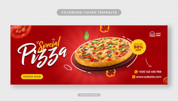 PSD voedselmenu en speciale pizza facebook omslagsjabloon voor spandoek