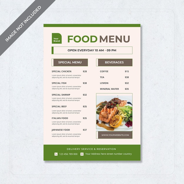 Voedselmenu Prijslijst voor voedsel klassiek achtergrondontwerp