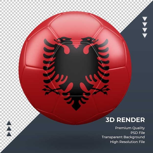 Voetbal bal albanië vlag realistische 3d-rendering vooraanzicht