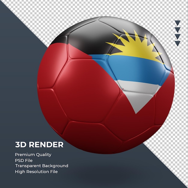 Voetbal bal Antigua en Barbuda vlag realistische 3D-rendering linker weergave