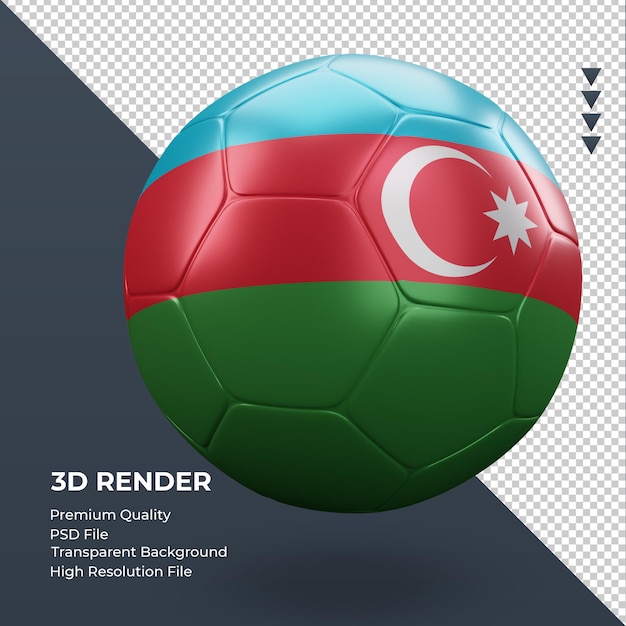 Voetbal bal azerbeidzjan vlag realistische 3d-rendering linker weergave