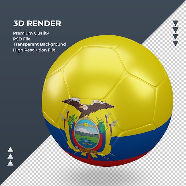 Voetbal bal ecuador vlag realistische 3d-rendering juiste weergave