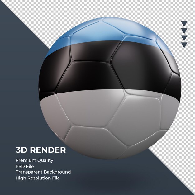 Voetbal bal estland vlag realistische 3d-rendering linker weergave