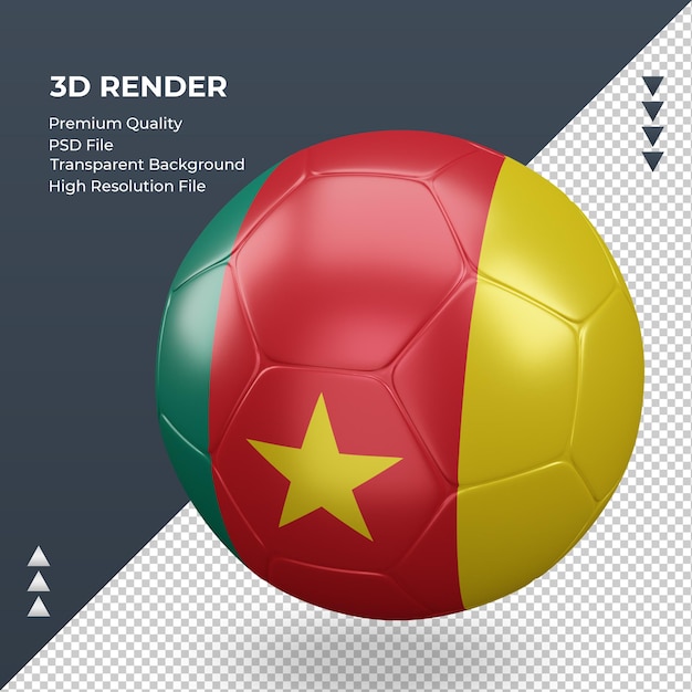 Voetbal bal kameroen vlag realistische 3d-rendering juiste weergave