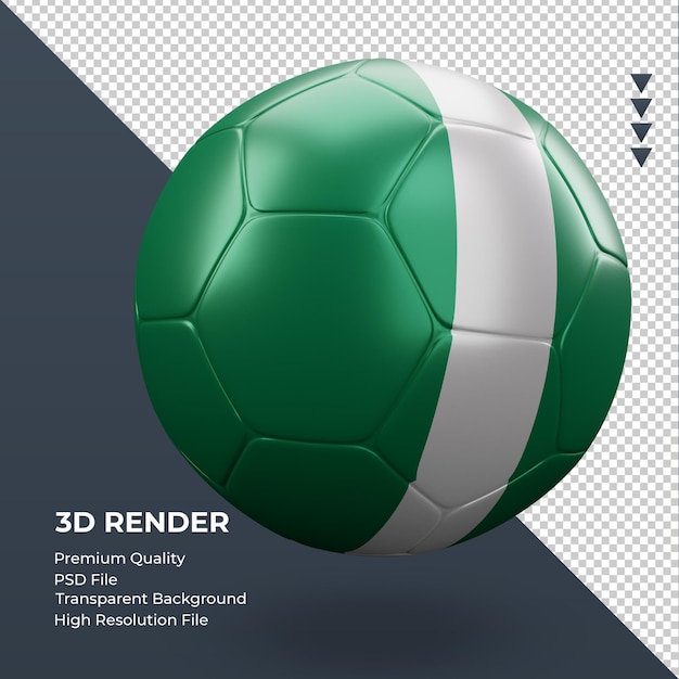 PSD voetbal bal nigeria vlag realistische 3d-rendering linker weergave