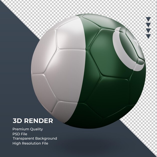 Voetbal bal Pakistan vlag realistische 3D-rendering linker weergave