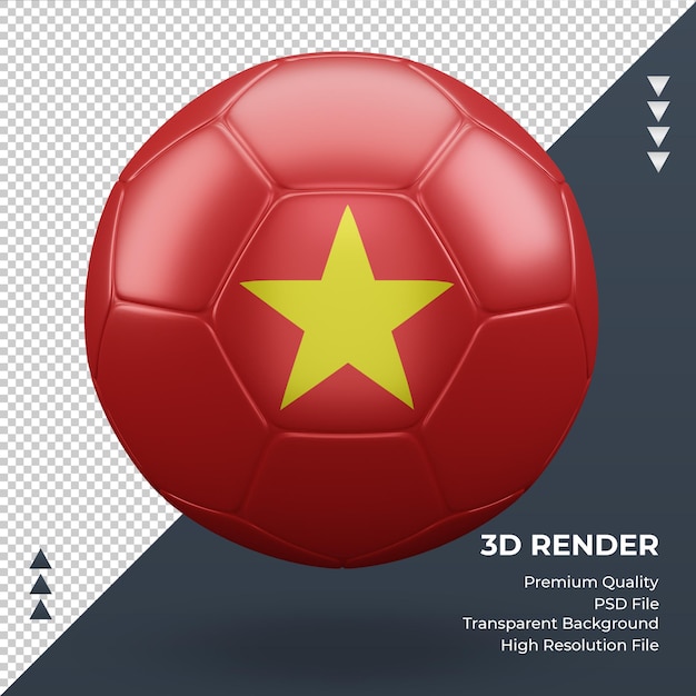 Voetbal bal vietnam vlag realistische 3d-rendering vooraanzicht