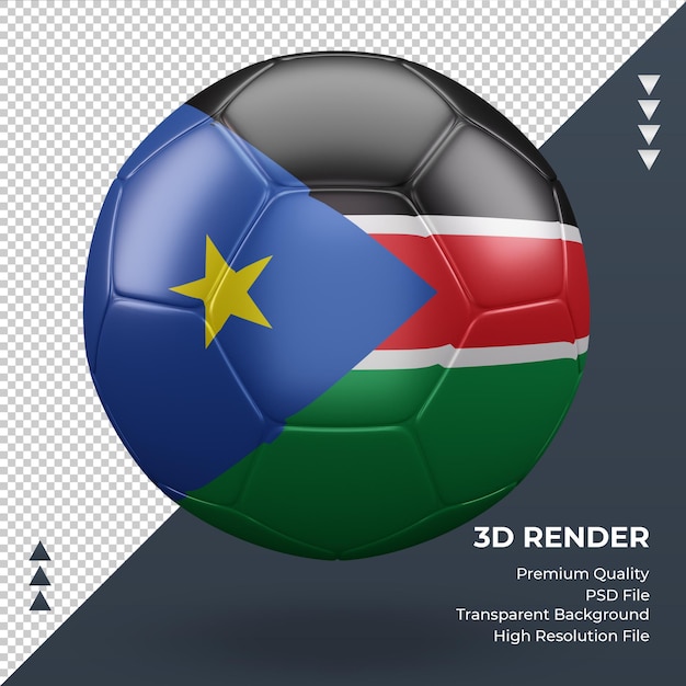 Voetbal bal zuid-soedan vlag realistische 3d-rendering vooraanzicht