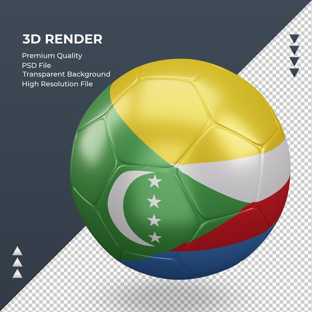 Voetbal comoren vlag realistische 3d-rendering juiste weergave