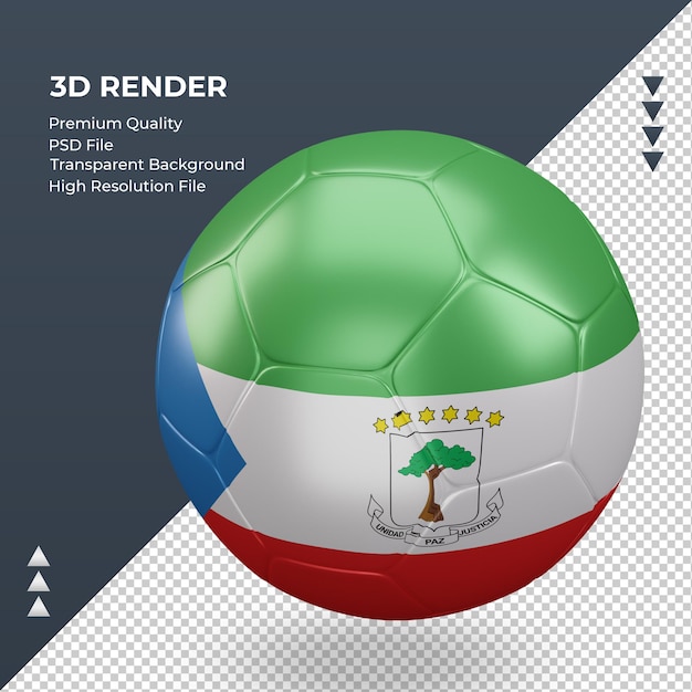 Voetbal equatoriaal-guinea vlag realistische 3d-rendering juiste weergave